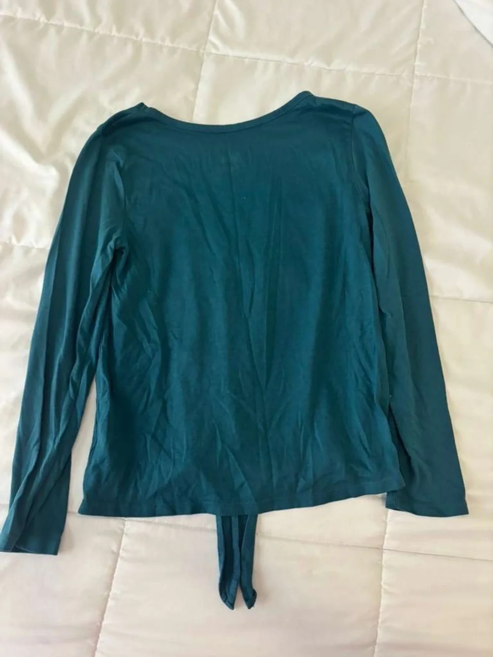 Justice Teal Long-Sleeve 'Fearless' Tie-Front Top